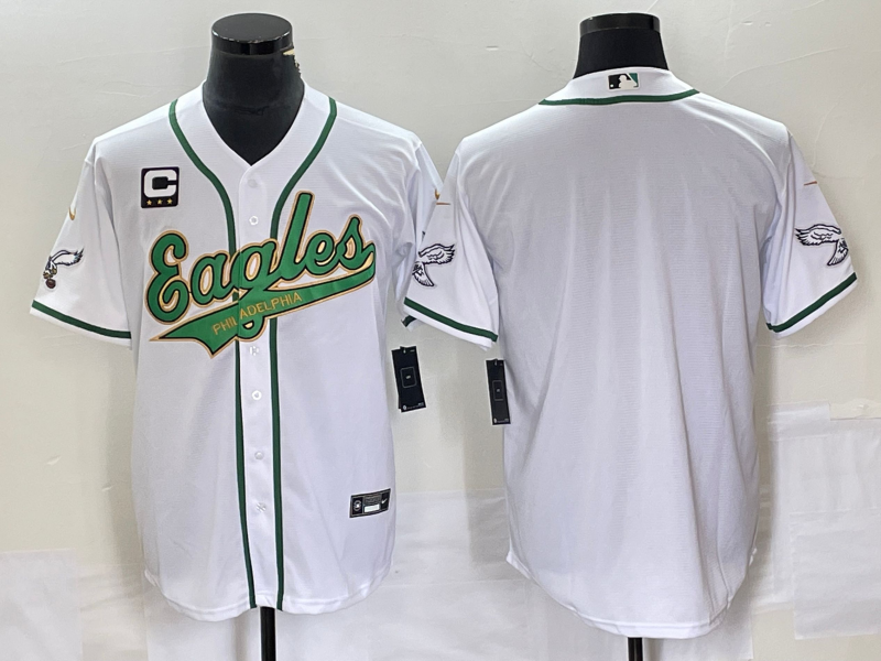 Philadelphia Eagles Blank White Gold With C Patch Cool Base Stitched Baseball Jersey